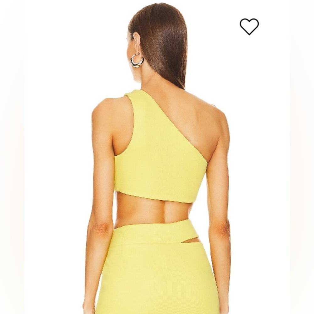 REVOLVE NWTags Michael Costello Nelle One-Shoulder Lime Crop Top Size medium - Picture 3 of 5